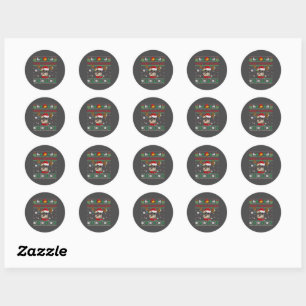 Sticker Rond Joyeux Noël Chien moche Schnauzer Santa Hat