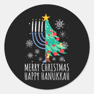 Sticker Rond Joyeux Noël Chrismukkah Joyeux Noël Hanoukka