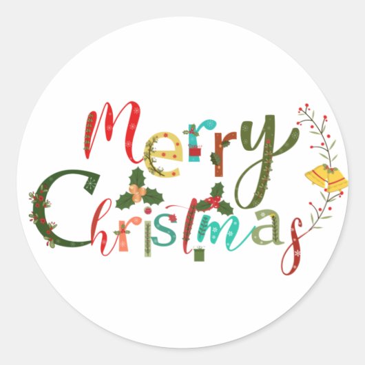Sticker Rond joyeux Noël classique collant rond (Devant)