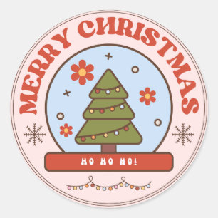 Sticker Rond Joyeux Noël coloré moderne Classic Round