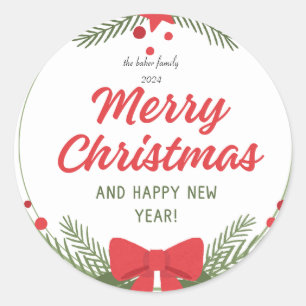 Sticker Rond Joyeux Noël coloré moderne Classic Round