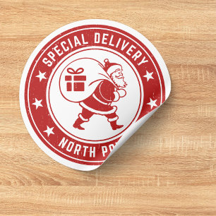 Sticker Rond Joyeux Noël coloré moderne Classic Round