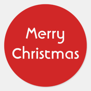 Sticker Rond Joyeux Noël. Conception simple. Coutume blanche