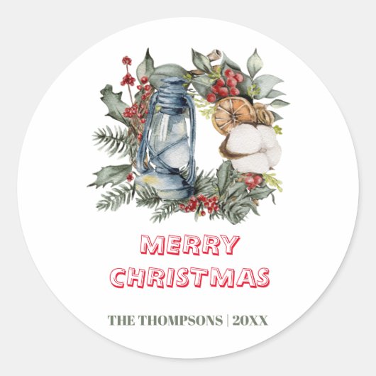 Sticker Rond Joyeux Noël Coton Vacances d'hiver Cadre (Devant)