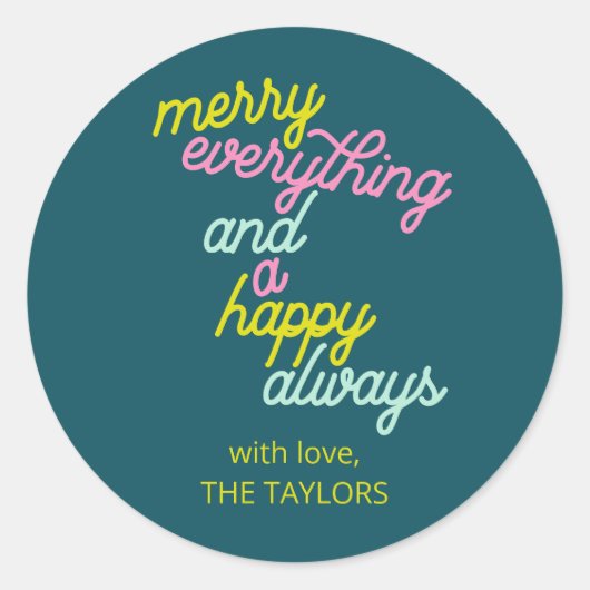 Sticker Rond Joyeux Noël Couleur Nom de Vacances (Devant)