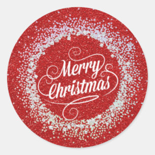 Sticker Rond Joyeux Noël, couleurs de vacances étincelantes