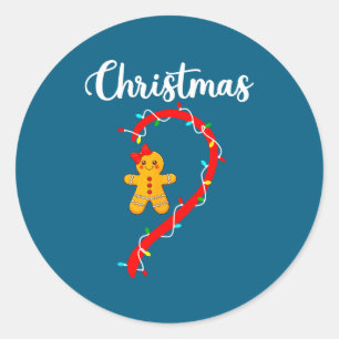 Sticker Rond Joyeux Noël Couple Pain d'Épice Xmas Pyjama M