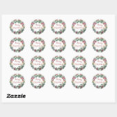 Sticker Rond Joyeux Noël Couronne de houx (Feuille)