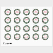 Sticker Rond Joyeux Noël Couronne de houx (Feuille)