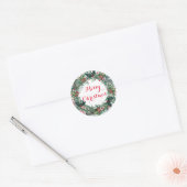 Sticker Rond Joyeux Noël Couronne de houx (Enveloppe)