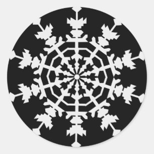 Sticker Rond Joyeux Noël - Cristal de glace - Flake de neige