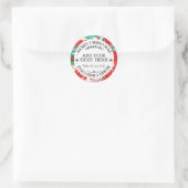 Sticker Rond Joyeux Noël Custom Rouge Floral Maison (Sac)