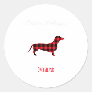 Sticker Rond Joyeux Noël Dachshund Motif - mignon