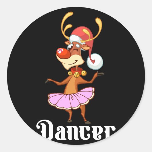 Sticker Rond Joyeux Noël Danser Reindeer Jote Deer Dancer (Devant)