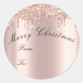 Sticker Rond Joyeux Noël De À Vacances Étincelle Rose Or (Devant)