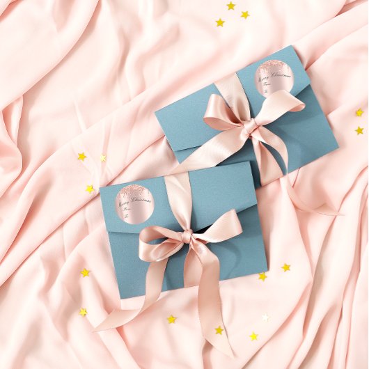 Sticker Rond Joyeux Noël De À Vacances Étincelle Rose Or