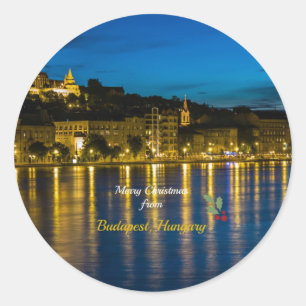 Sticker Rond Joyeux Noël de Budapest, Hongrie