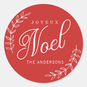 Sticker Rond Joyeux Noel de couleur MODIFIABLE Noël