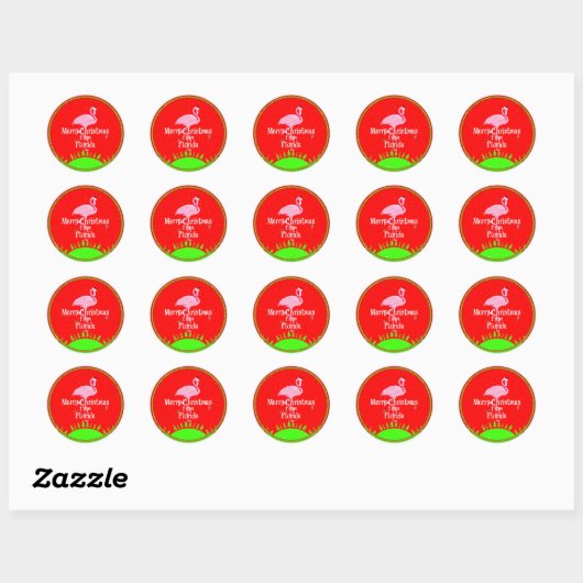 Sticker Rond Joyeux Noël de Floride, (Feuille)