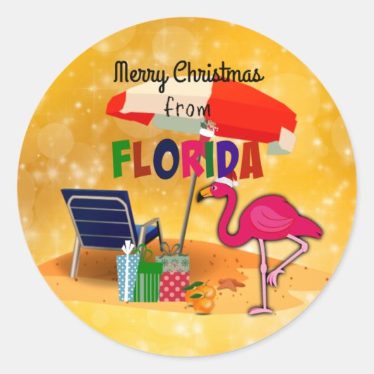 Sticker Rond Joyeux Noël de Floride, (Devant)