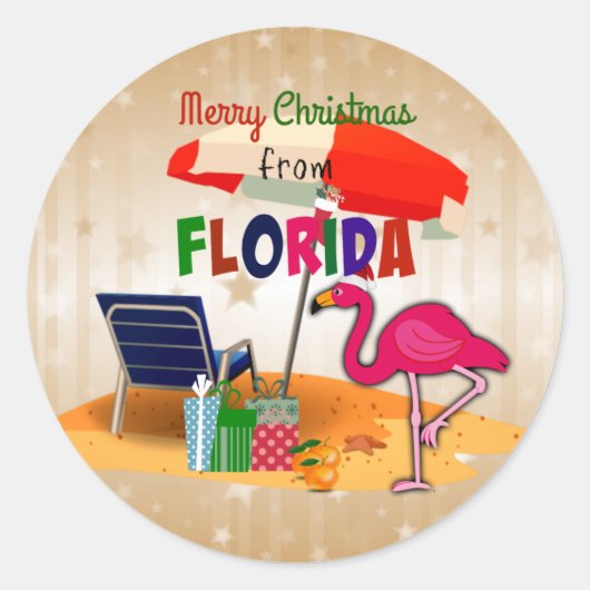 Sticker Rond Joyeux Noël de Floride (Devant)