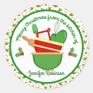 Sticker Rond Joyeux Noël de la cuisine de