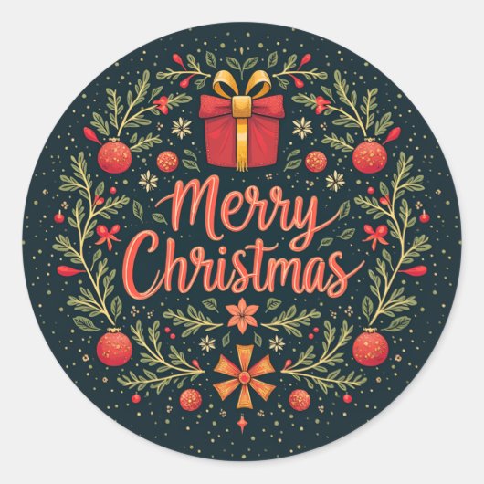 Sticker Rond Joyeux Noël de minuit (Devant)