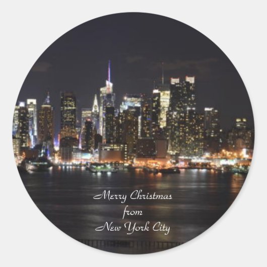 Sticker Rond Joyeux Noël de New York (Devant)