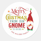 Sticker Rond Joyeux Noël De Notre Gnome À Votre (Devant)