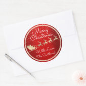 Sticker Rond Joyeux Noël de Père Noël Reindeer Rouge clair (Enveloppe)