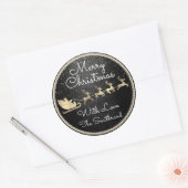 Sticker Rond Joyeux Noël de Père Noël Reindeer Sleight Black (Enveloppe)