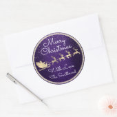 Sticker Rond Joyeux Noël de Père Noël Reindeer Sleight Navy (Enveloppe)