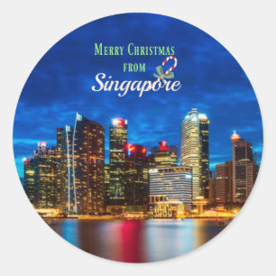 Sticker Rond Joyeux Noël de Singapour