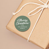 Sticker Rond Joyeux Noël décontracté script vert cadeau de vaca