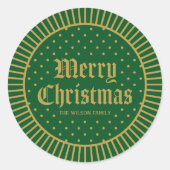 Sticker Rond Joyeux Noël Décoratif Classique Vert (Devant)