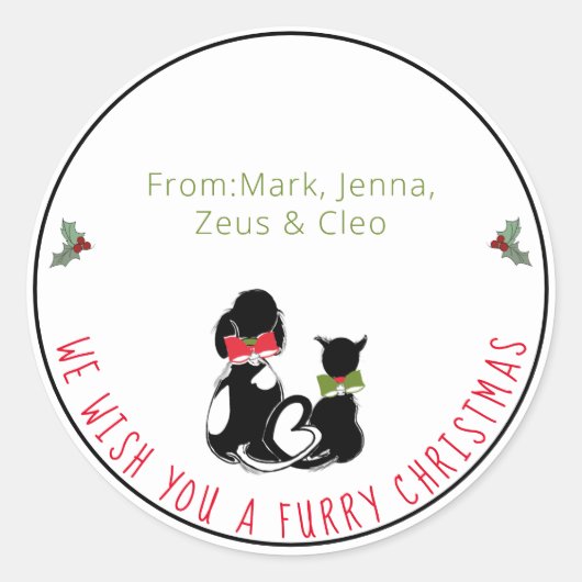 Sticker Rond Joyeux Noël des animaux Faveur personnalisée (Devant)