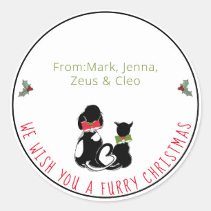 Sticker Rond Joyeux Noël des animaux Faveur personnalisée