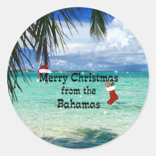 Sticker Rond Joyeux Noël des Bahamas