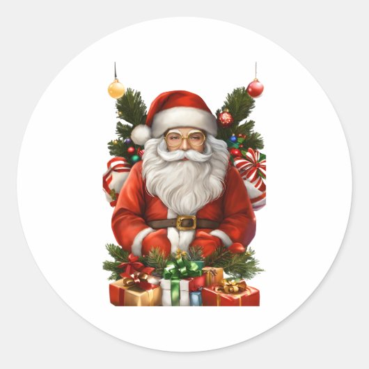 Sticker Rond Joyeux Noël Design 2024 (Devant)