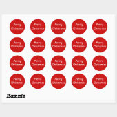 Sticker Rond Joyeux Noël. Design simple. Couche blanche rouge (Feuille)