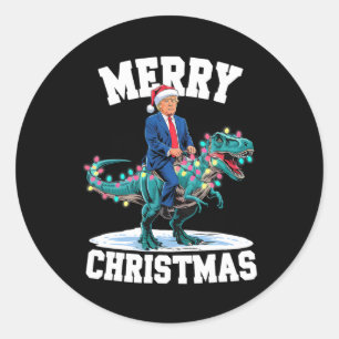 Sticker Rond Joyeux Noël Dino Donald Trump Dinosaur T-rex X