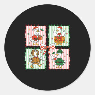 Sticker Rond Joyeux Noël Drôle Merry Goosemas Noël Sil