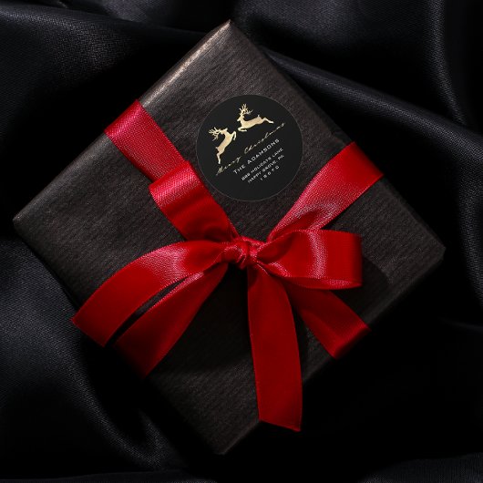 Sticker Rond Joyeux Noël du nom Black Gold RSVP Reindeer