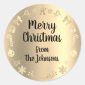 Sticker Rond Joyeux Noël du nom Gold Reindeer Wreath (Devant)