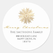 Sticker Rond Joyeux Noël du nom Whisky Gold RSVP Snowflake (Devant)