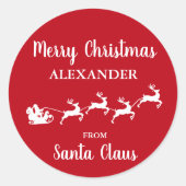 Sticker Rond Joyeux Noël du Père Noël AJOUTER LE NOM (Devant)