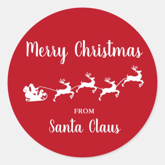 Sticker Rond Joyeux Noël du Père Noël Rouge (Devant)