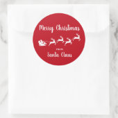 Sticker Rond Joyeux Noël du Père Noël Rouge (Sac)