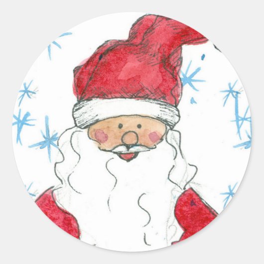 Sticker Rond Joyeux Noël du Père Noël Snowflakes (Devant)