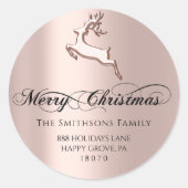 Sticker Rond Joyeux Noël du Rose RSVP Deer Modern (Devant)
